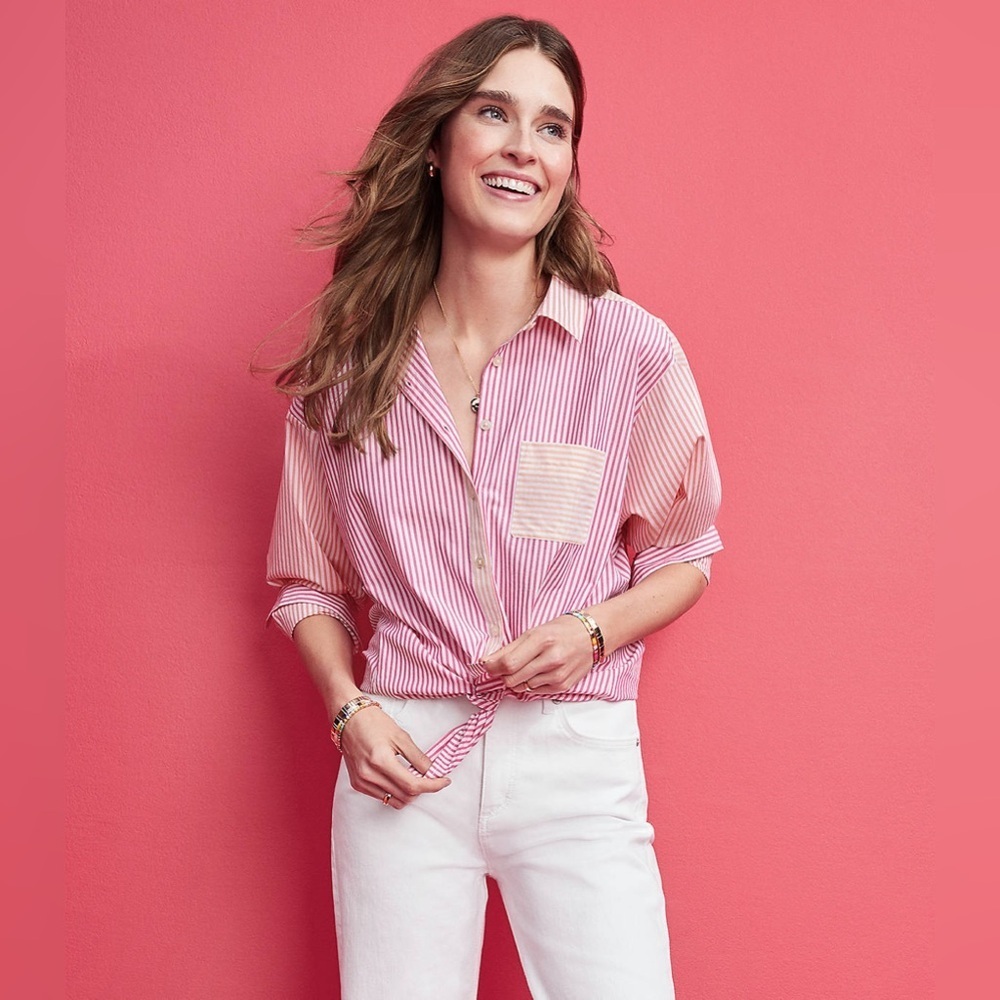 NWT Loft Stripe Relaxed Everyday Shirt Small